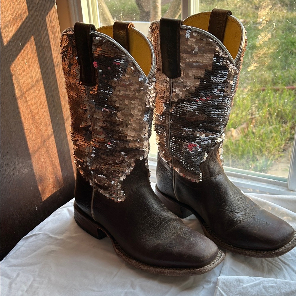 Macie Bean Kids Boots with Sequin Design - Brown and Silver